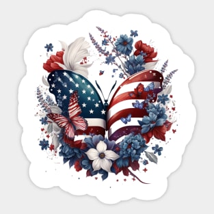 4th of July Floral Butterfly memorial day Sticker